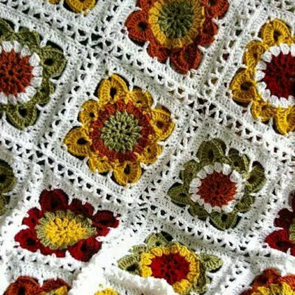 Granny square vintage blanket